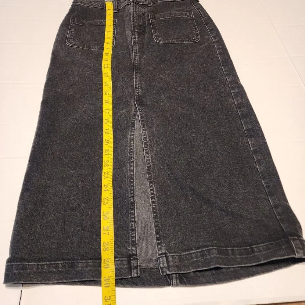 Gap black denim pencil skirt sz 0 / 25 front slit pockets